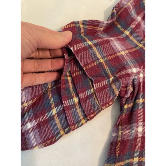 Matilda Jane Multicolor Plaid purple Top tunic Shirt Size Small Rayon ruffled - Picture 4 of 11
